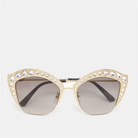 gucci cat eye embellished sunglasses|More.